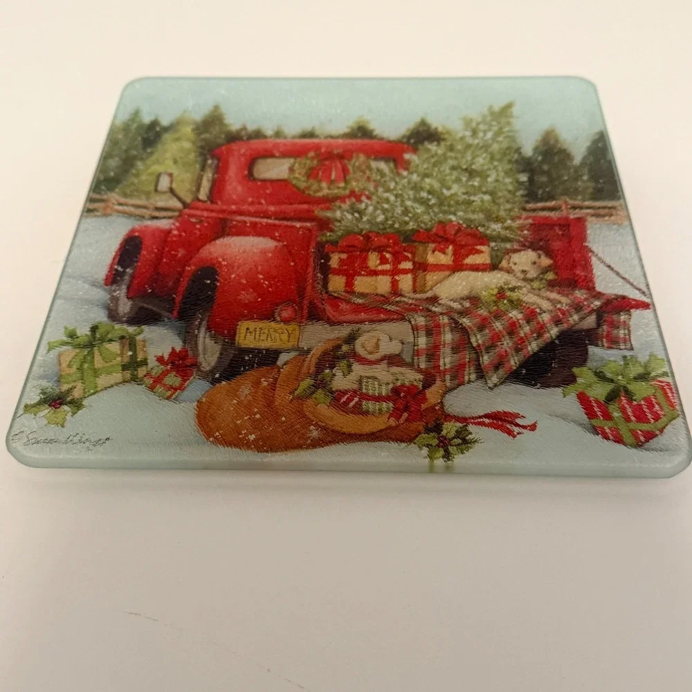 Susan Winget Christmas Glass Signed Cutting Board 8
